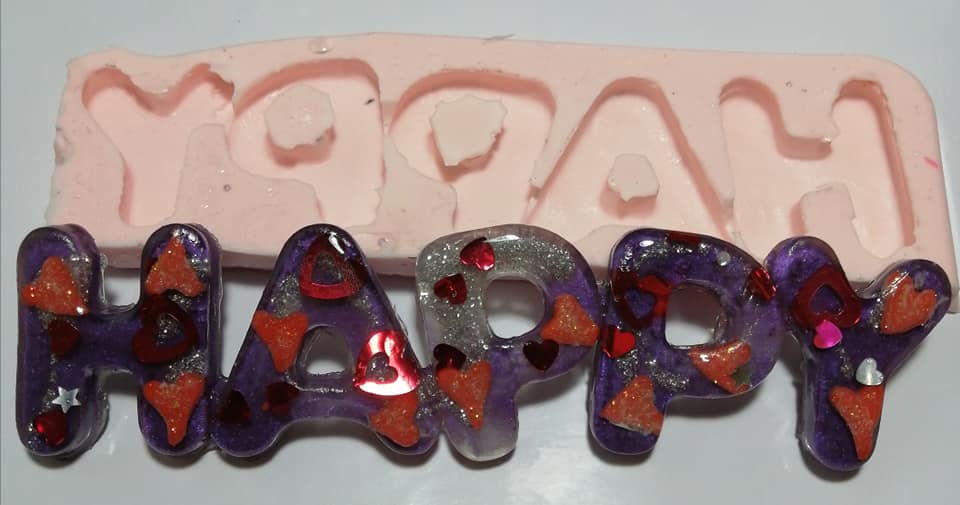 Silicon push mold "HAPPY" 19.5cmx5cm