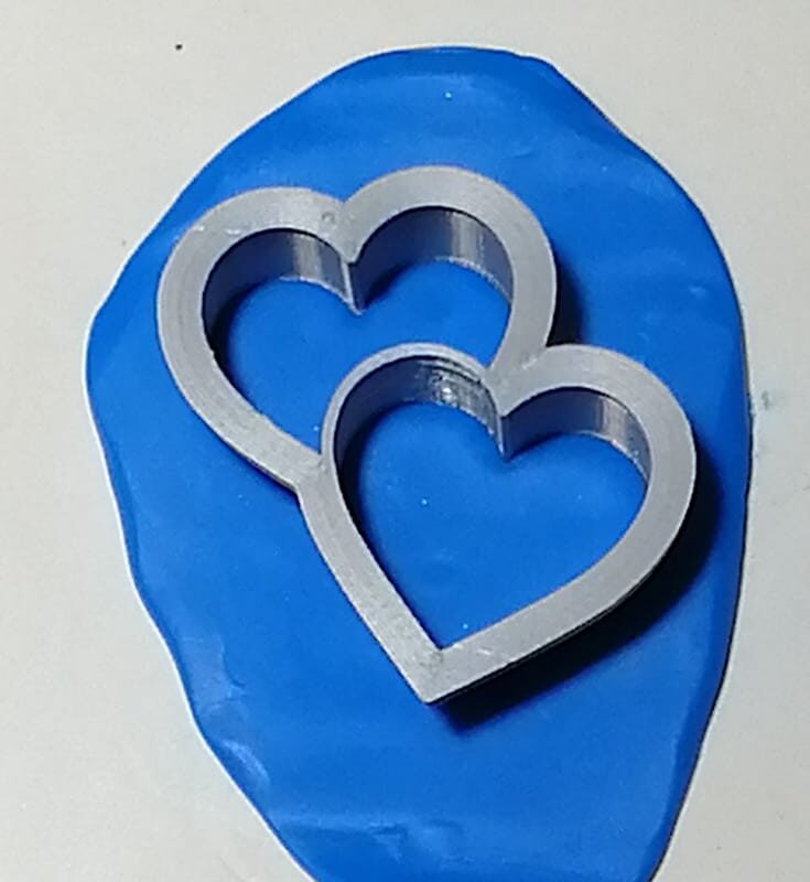 Polymer Clay Cutter Double Heart 40mm